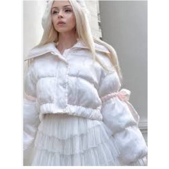 SELKIE Sz 2x Silk Strawberry Milk Marshmallow Puffer Coat Jacket NWT - Picture 12 of 14